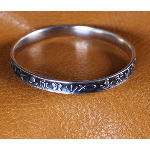 Retired James Avery Christian Symbols Bangle Bracelet Sterling Silver - READ - Picture 2 of 9